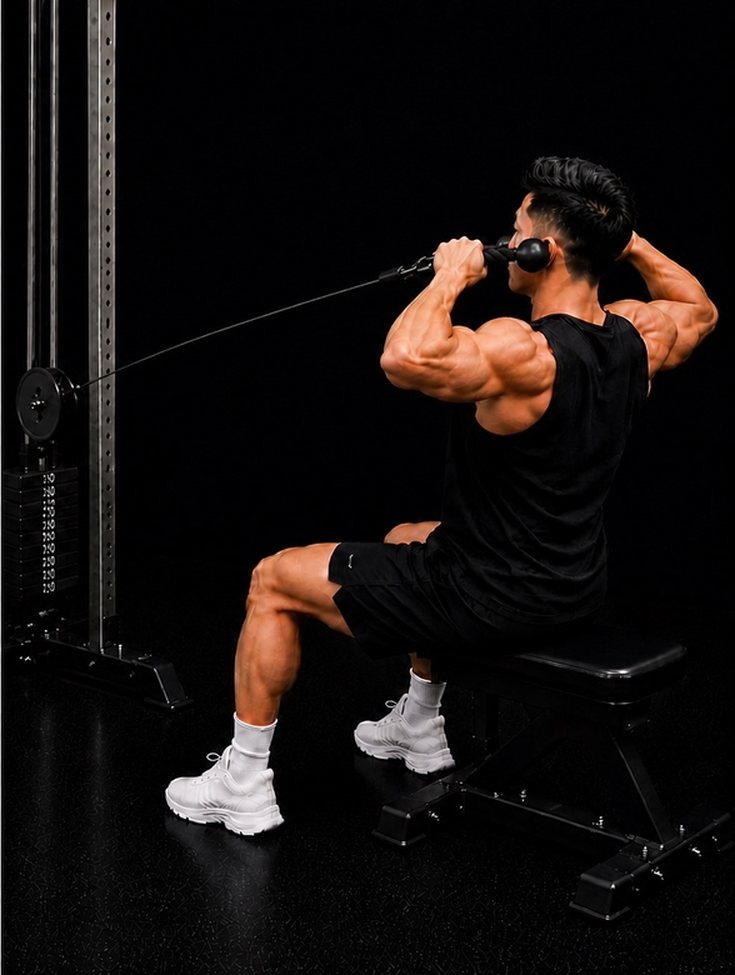 Cable overhead triceps extension, stretch position